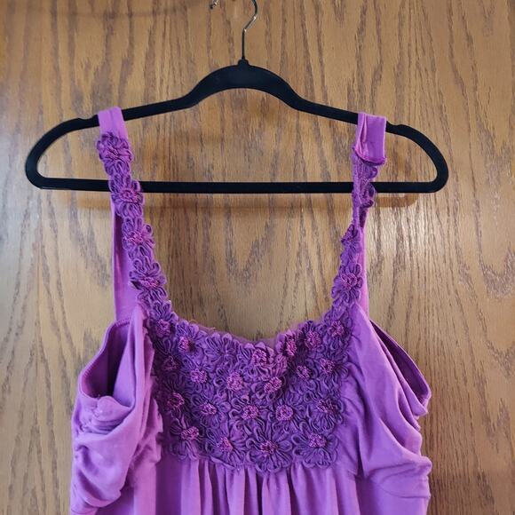 Purple flower detailed swoop neck tank dress  XL - Picture 2 of 9